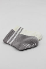 Nessiworld Bistyle Non-Slip Hoop Socks 2-Pack BS10125 Gray Ecru