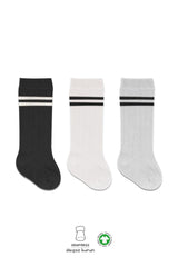 Nessiworld Bistyle Derby Knee High Socks 3-Pack BS40101 Black Ecru Gray Strapped