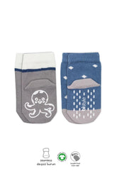 Nessiworld Bistyle Animal Figured Non-Slip Men's Ankle Socks 2-Pack BS10119 Indigo
