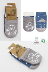 Nessiworld Bistyle Animal Figured Non-Slip Men's Ankle Socks 2-Pack BS10119 Indigo