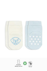 Nessiworld Bistyle Animal Figured Non-Slip Ankle Socks 2-Pack BS10104 Blue Ecru