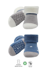 Nessiworld Bistyle Dotted Non-Slip Towel Socks 2-Pack BS10502 Indigo Gray