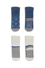Nessiworld Bistyle Dotted Non-Slip Towel Socks 2-Pack BS10502 Indigo Gray