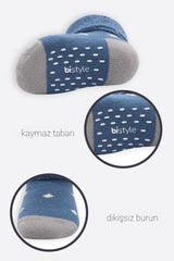 Nessiworld Bistyle Dotted Non-Slip Towel Socks 2-Pack BS10502 Indigo Gray