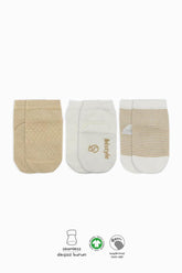 Lot de 3 paires de chaussettes Nessiworld Bistyle en coton peigné antidérapant à pois BS10108 Beige