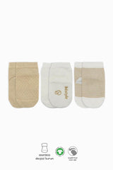 Lot de 3 paires de chaussettes Nessiworld Bistyle en coton peigné antidérapant à pois BS10108 Beige