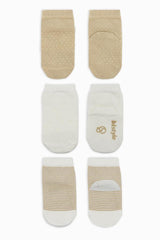 Lot de 3 paires de chaussettes Nessiworld Bistyle en coton peigné antidérapant à pois BS10108 Beige