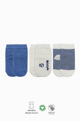 Chaussettes antidérapantes en coton peigné à pois Nessiworld Bistyle, lot de 3, BS10108 Indigo