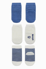 Nessiworld Bistyle Dotted Non-Slip Combed Cotton Socks 3-Piece BS10108 Indigo