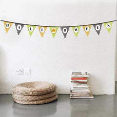 Halloween Pumpkin Themed Banner Ornament Pennant 3 Meters with Halloween Text