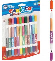Nessiworld Carioca Bicolor Super Washable Double Ended Felt Tip Crayons 12 Pieces 24 Colors