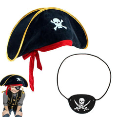 Ensemble chapeau de pirate en velours et bandeau en cuir vinyle pour enfants Nessiworld