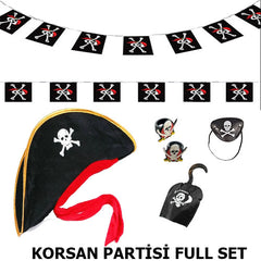 Nessiworld Kids Pirate Hat + Hook + Eye Patch + 2 Rings + Poster Set