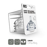 Nessiworld Comotomo Silicone 2-Piece Baby Bottle Nipple Medium Flow 3-6 Months