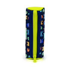 Nessiworld Coral High Kids Navy Blue Neon Yellow Monster Patterned Three Compartment Pencil Bag 22026