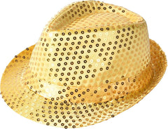 Nessiworld Disco Star Gold Sequined Fedora Hat Adult Size