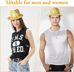 Nessiworld Disco Star Gold Sequined Fedora Hat Adult Size