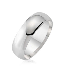 Flat Domed Silver Wedding Ring - 6 mm