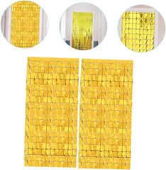 Nessiworld Extra Metalized Gold Color Disco Rectangle Cut Door Curtain Decoration 1x2 Meters