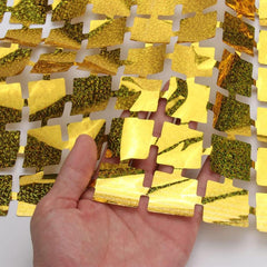 Nessiworld Extra Metalized Gold Color Disco Rectangle Cut Door Curtain Decoration 1x2 Meters