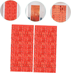 NessiWorld Extra Metalized Red Color Disco Rectangle Cut Door Curtain Decoration 1x2 Meters
