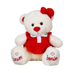 Sitting Plush Bear in Dress 40 cm