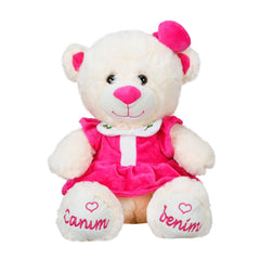 Sitting Plush Bear in Dress 40 cm