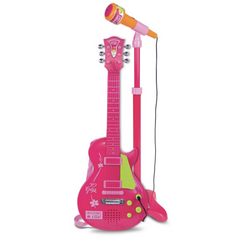 Nessiworld Electronic Pink Guitar with Stand and Microphone