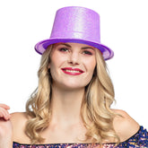 Nessiworld Fluorescent Purple Color Glitter Long Felt Bowler Hat 12 cm