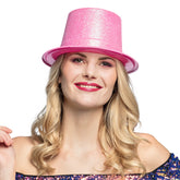 Nessiworld Fluorescent Pink Color Glitter Long Felt Bowler Hat 12 cm
