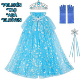 Ensemble cape, couronne, baguette et gants Elsa de la Reine des Neiges Nessiworld 80 cm