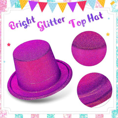 Chapeau de fête cylindrique en feutre pailleté rose fuchsia Nessiworld