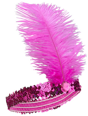 Nessiworld Fuchsia Color Feather Charleston Hair Band