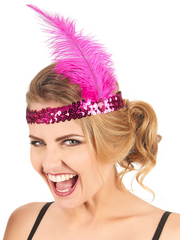 Nessiworld Fuchsia Color Feather Charleston Hair Band