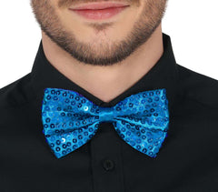 Nessiworld Gece Işıltısı Açık Mavi Turkuaz Payetli Pullu Papyon 7x2 cm