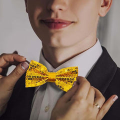 Nœud papillon à paillettes dorées Nessiworld Night Glow 7 x 2 cm