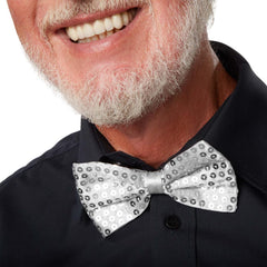 Nœud papillon à paillettes argentées Nessiworld Night Glow 7x2 cm