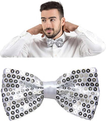 Nœud papillon à paillettes argentées Nessiworld Night Glow 7x2 cm