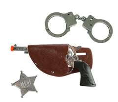 Nessiworld Cowboy Sheriff Gun Handcuffs and Badge Costume Set 3 Pieces for Shows