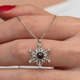 Silver 100 Languages I Love You Snowflake Necklace for Women