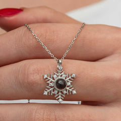 Silver 100 Languages I Love You Snowflake Necklace for Women