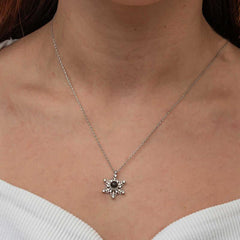 Silver 100 Languages I Love You Snowflake Necklace for Women