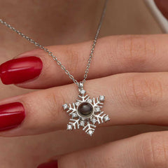 Silver 100 Languages I Love You Snowflake Necklace for Women
