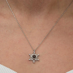 Silver 100 Languages I Love You Snowflake Necklace for Women