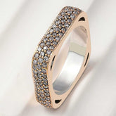 Silver 3 Row Square Full Circle Women's Ring