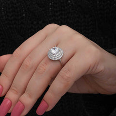 Silver 3 Row Stone Anturaj Women's Ring