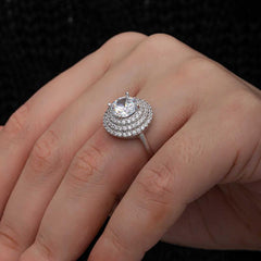 Silver 3 Row Stone Anturaj Women's Ring