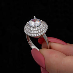 Silver 3 Row Stone Anturaj Women's Ring