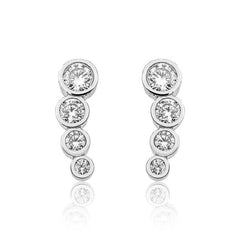 Boucles d'oreilles femme en argent 4 pierres