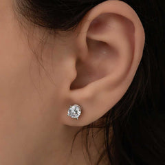 Boucle d'oreille femme en argent et zircon blanc de 6 mm